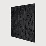 Bricks wall art - varnished wood - black - wooden frame - square White Cliff Studio Wall Decor & Art