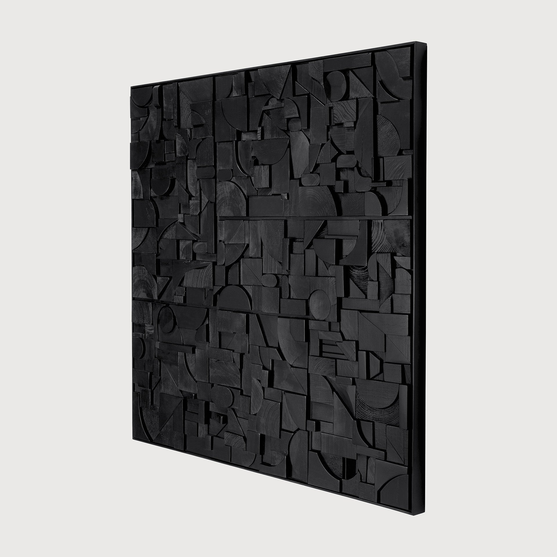 Bricks wall art - varnished wood - black - wooden frame - square White Cliff Studio Wall Decor & Art