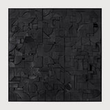 Bricks wall art - varnished wood - black - wooden frame - square White Cliff Studio Wall Decor & Art