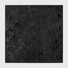 Bricks wall art - varnished wood - black - wooden frame - square White Cliff Studio Wall Decor & Art