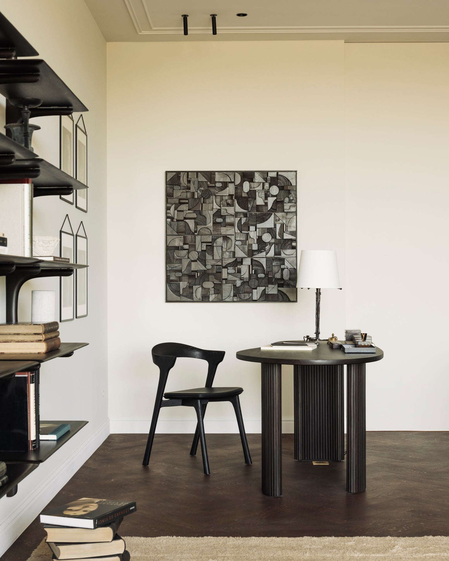 Bricks wall art - varnished wood - black - wooden frame - square White Cliff Studio Wall Decor & Art