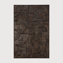 Bricks wall art - varnished wood - dark brown - wooden frame - rectangular White Cliff Studio Wall Decor & Art