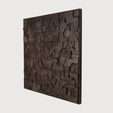 Bricks wall art - varnished wood - dark brown - wooden frame - square White Cliff Studio Wall Decor & Art