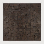 Bricks wall art - varnished wood - dark brown - wooden frame - square White Cliff Studio Wall Decor & Art