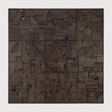 Bricks wall art - varnished wood - dark brown - wooden frame - square White Cliff Studio Wall Decor & Art