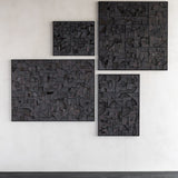 Bricks wall art - varnished wood - dark brown - wooden frame - square White Cliff Studio Wall Decor & Art