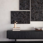 Bricks wall art - varnished wood - dark brown - wooden frame - square White Cliff Studio Wall Decor & Art