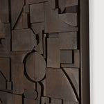 Bricks wall art - varnished wood - dark brown - wooden frame - square White Cliff Studio Wall Decor & Art