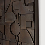 Bricks wall art - varnished wood - dark brown - wooden frame - square White Cliff Studio Wall Decor & Art