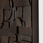 Bricks wall art - varnished wood - dark brown - wooden frame - square White Cliff Studio Wall Decor & Art