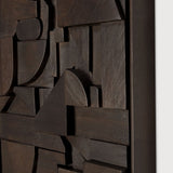 Bricks wall art - varnished wood - dark brown - wooden frame - square White Cliff Studio Wall Decor & Art