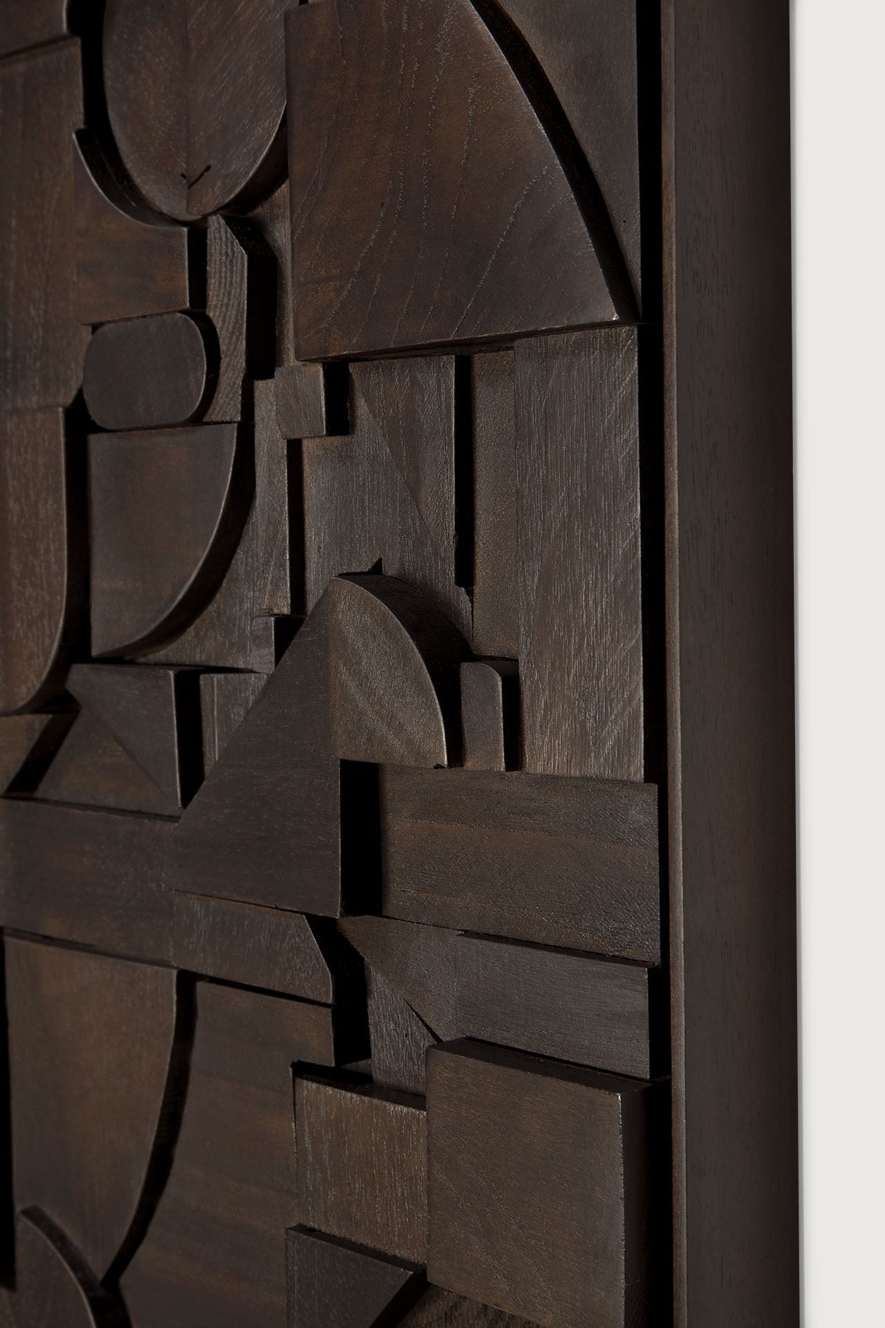 Bricks wall art - varnished wood - dark brown - wooden frame - square White Cliff Studio Wall Decor & Art