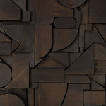 Bricks wall art - varnished wood - dark brown - wooden frame - square White Cliff Studio Wall Decor & Art