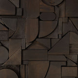 Bricks wall art - varnished wood - dark brown - wooden frame - square White Cliff Studio Wall Decor & Art