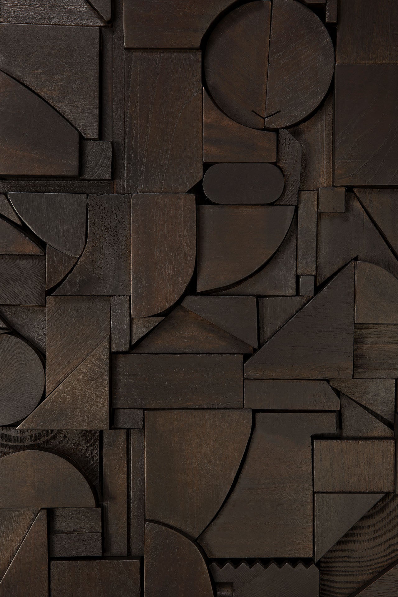 Bricks wall art - varnished wood - dark brown - wooden frame - square White Cliff Studio Wall Decor & Art