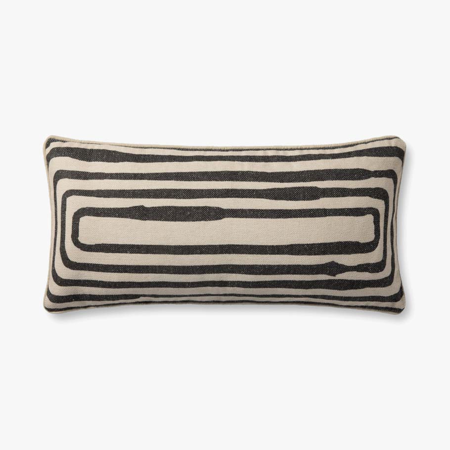 Brigette Romanek x Loloi PBR0009 Natural / Black Pillow White Cliff Studio Throw Pillows