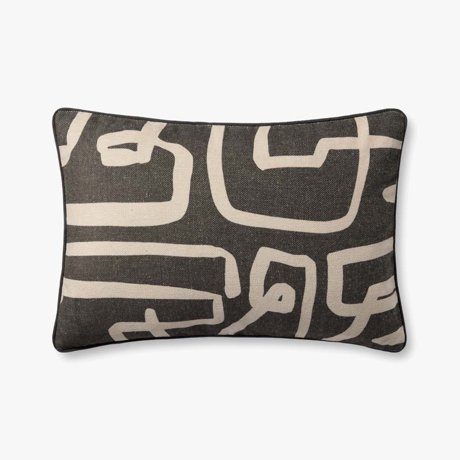 Brigette Romanek x Loloi PBR0010 Charcoal / Natural Pillow White Cliff Studio Throw Pillows