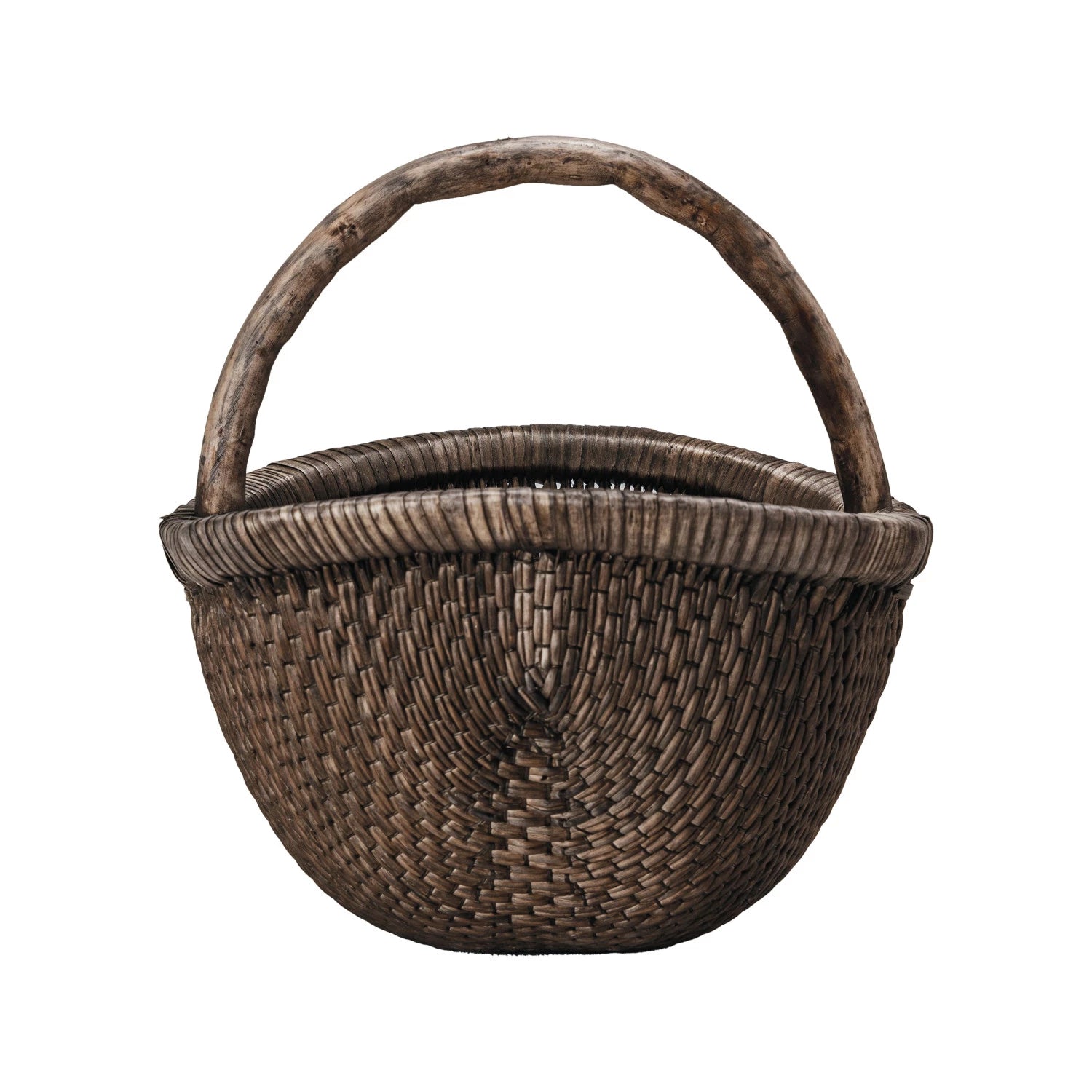 Brodi Decorative Hand - Woven Wicker Basket – Vintage Reproduction, Antique Finish