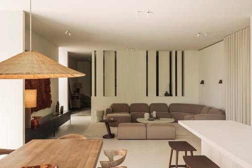 Brutalist coffee table - varnished mahogany - rose brown - rectangular White Cliff Studio COFFEE TABLE