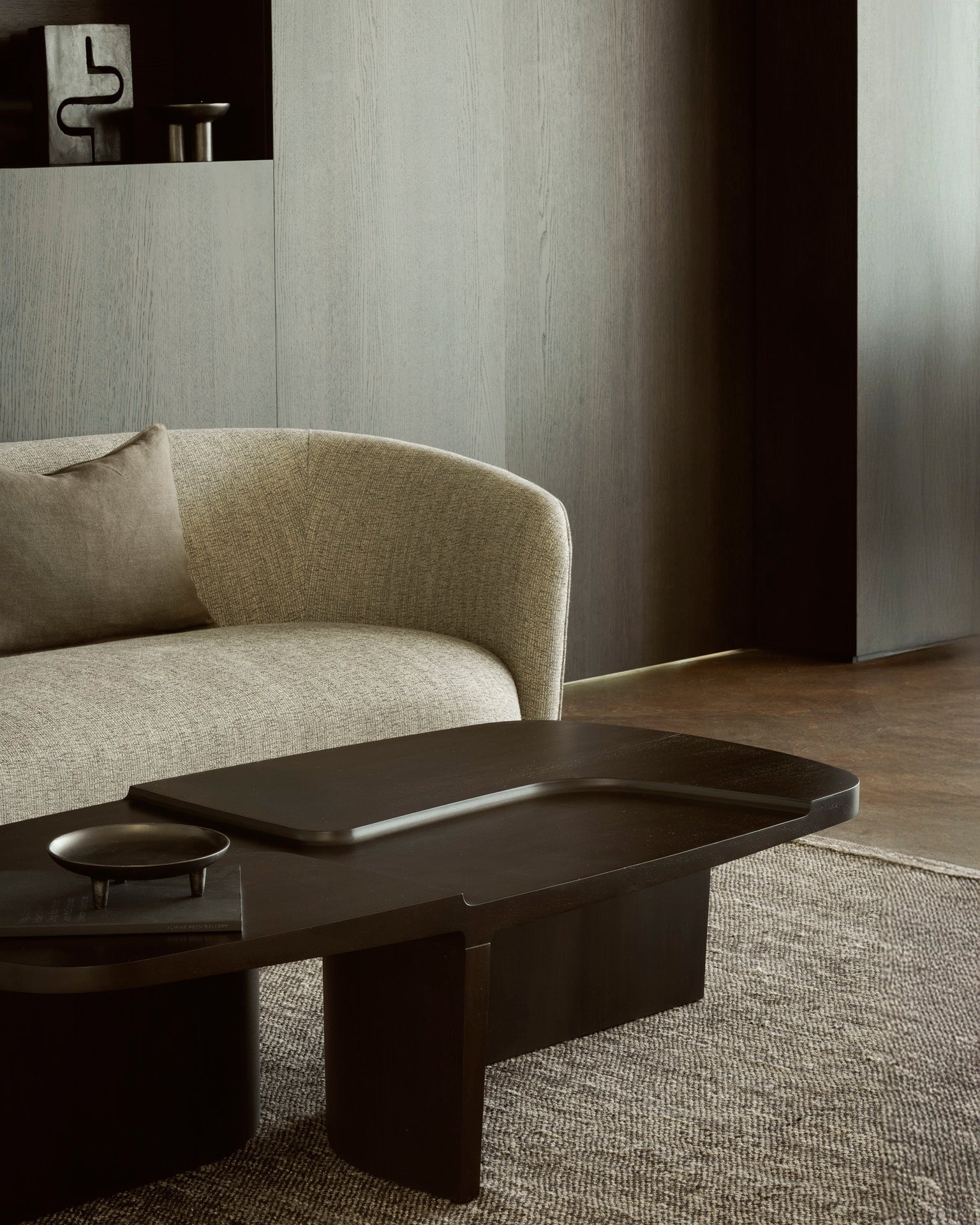 Brutalist coffee table - varnished mahogany - rose brown - rectangular White Cliff Studio COFFEE TABLE