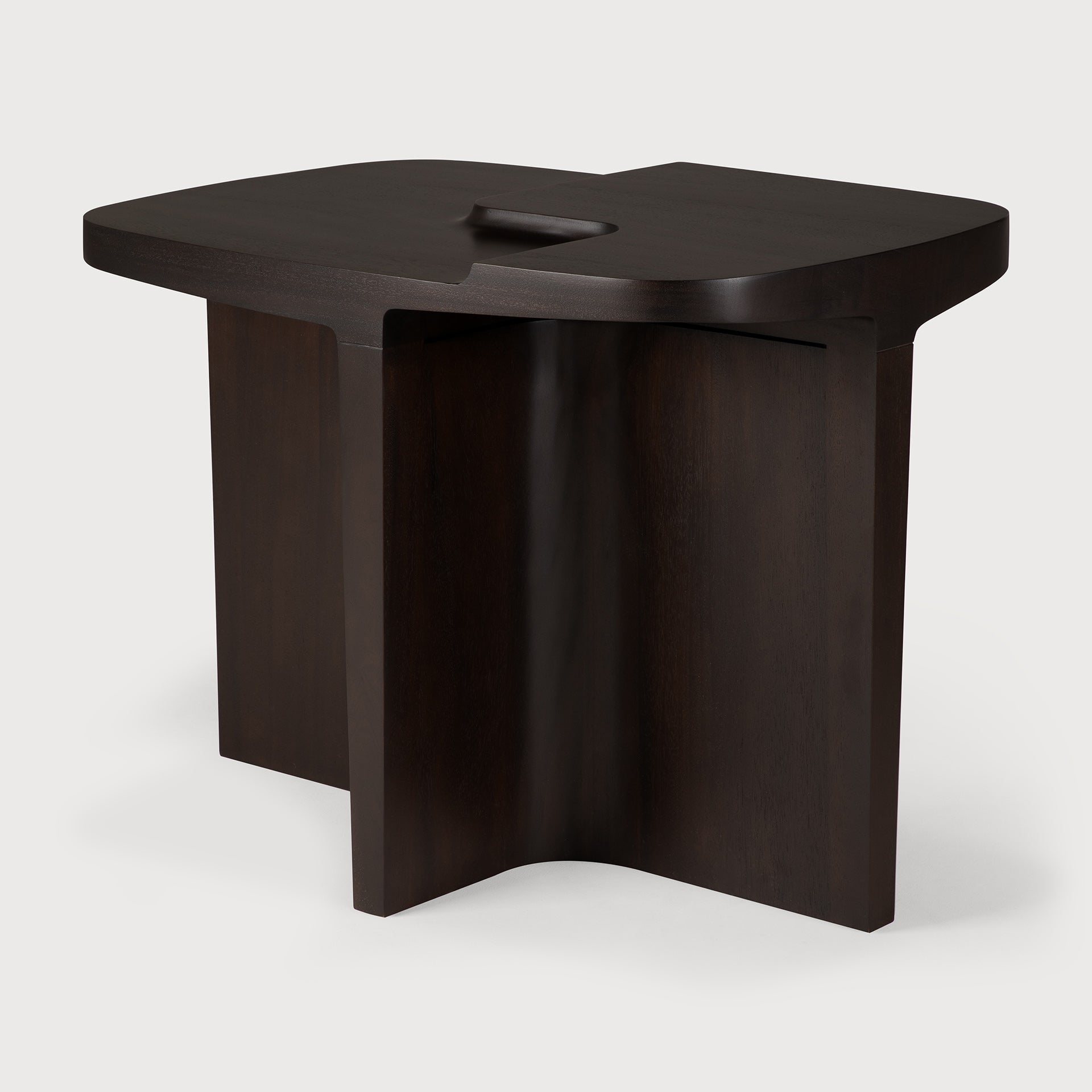 Brutalist side table - varnished mahogany - rose brown - rectangular White Cliff Studio Side Table