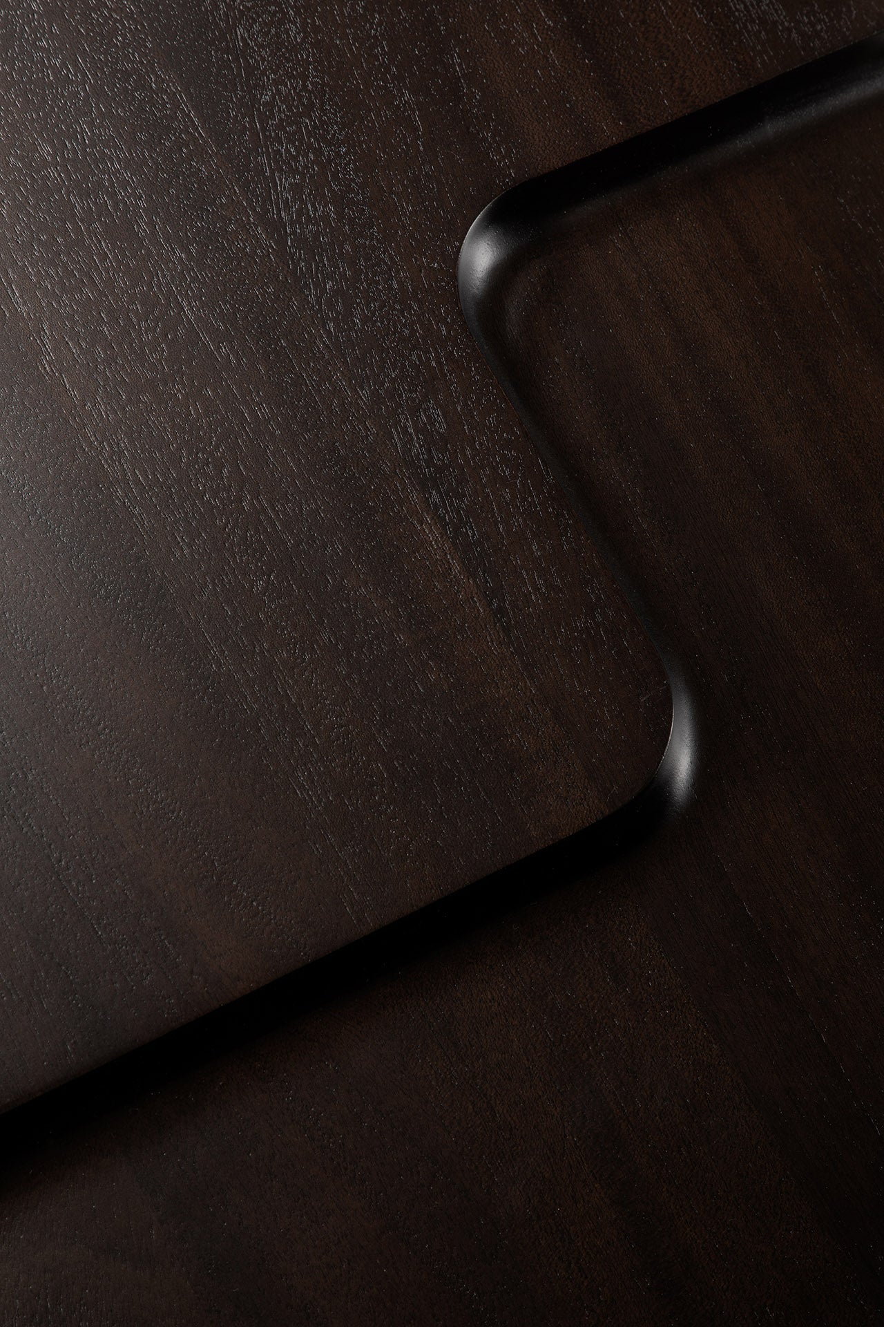 Brutalist side table - varnished mahogany - rose brown - rectangular White Cliff Studio Side Table