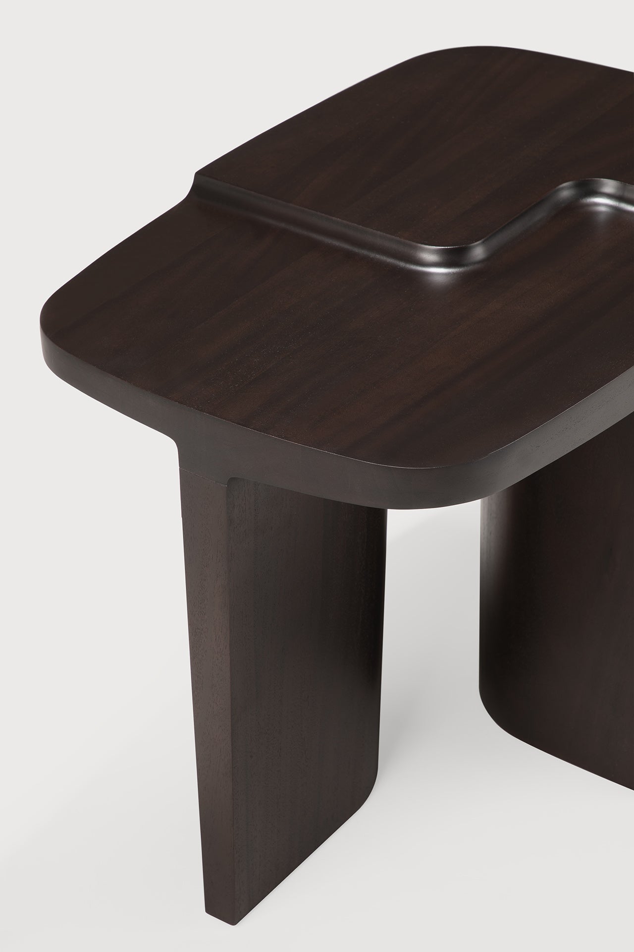 Brutalist side table - varnished mahogany - rose brown - rectangular White Cliff Studio Side Table