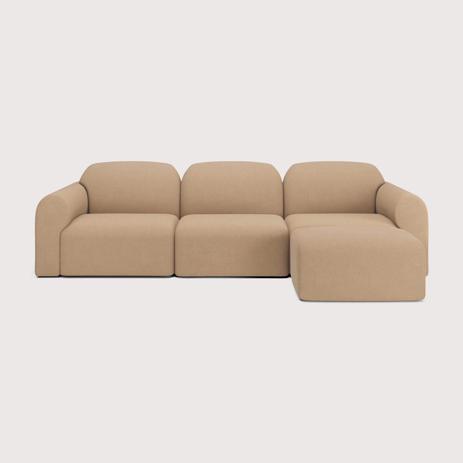 Bulky 3 Seater Sectional with Footstool White Cliff Studio Modular Sofas