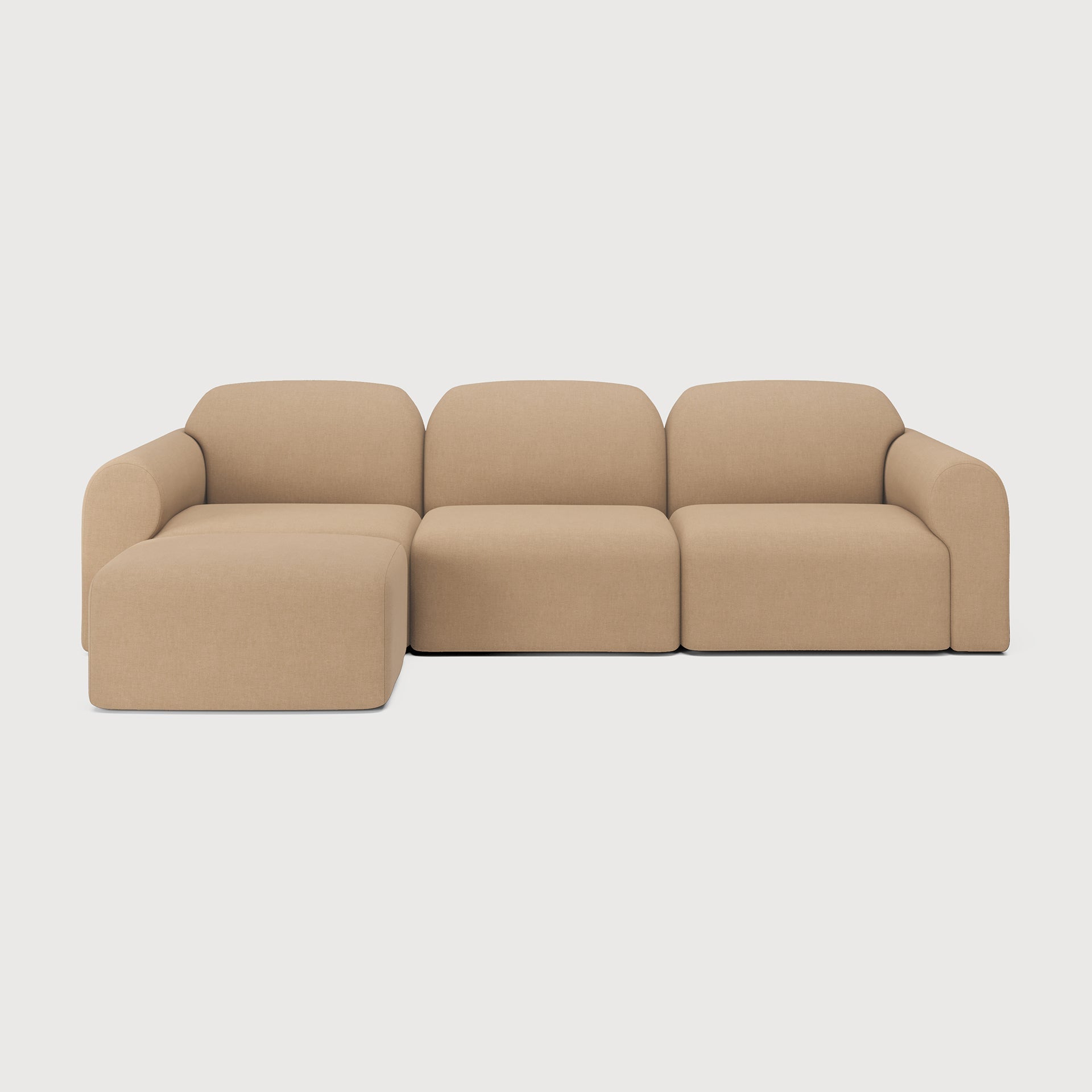 Bulky modular sofa - Light Sepia fabric - end seater with L arm White Cliff Studio Sofa
