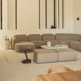 Bulky semi - circle footstool - Light Sepia fabric White Cliff Studio Ottoman