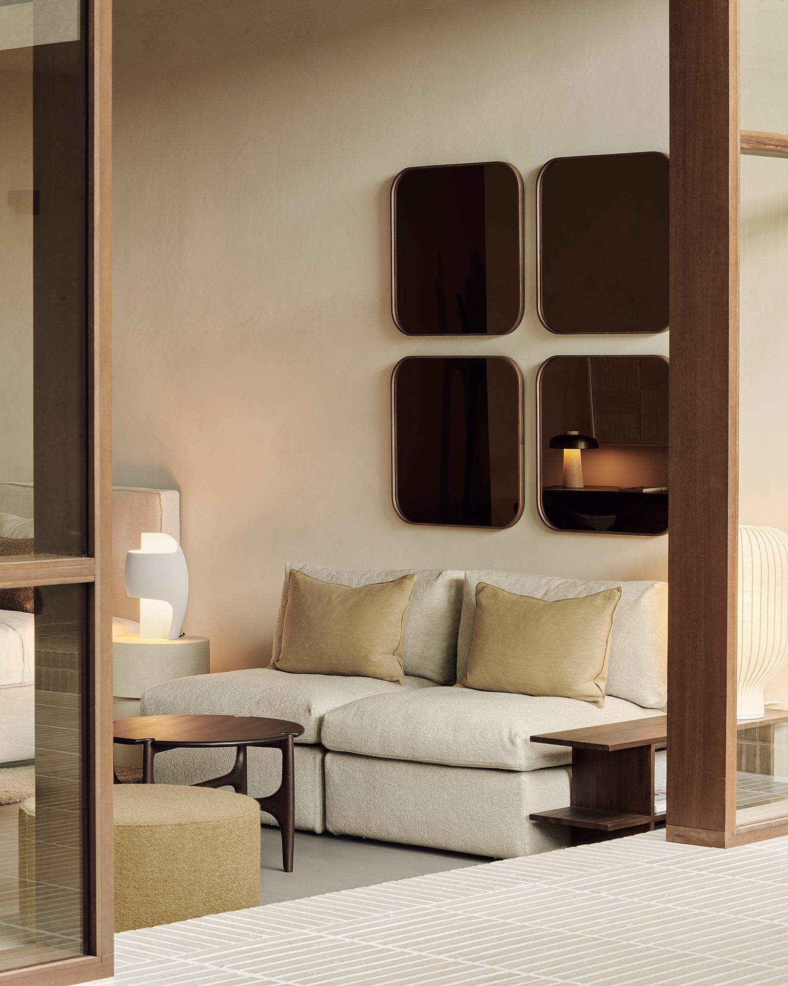 Camber wall mirror - Bronze - wooden frame - square White Cliff Studio Wall Mirror