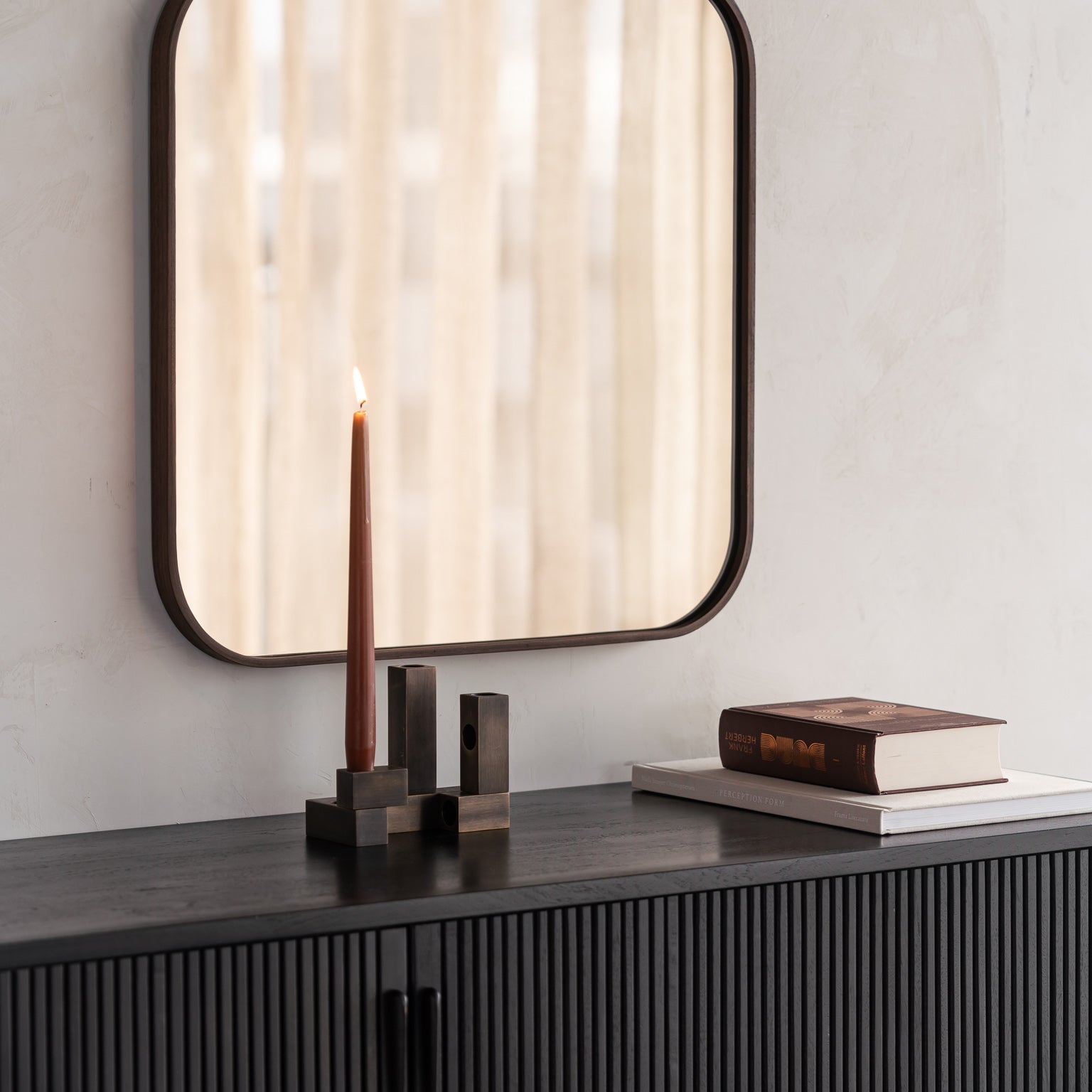 Camber wall mirror - Bronze - wooden frame - square White Cliff Studio Wall Mirror