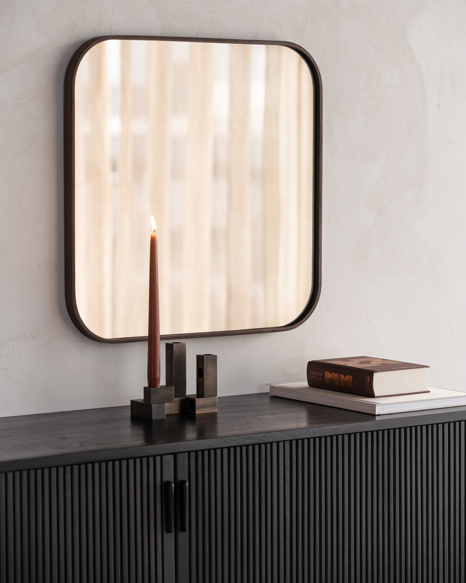 Camber wall mirror - Bronze - wooden frame - square White Cliff Studio Wall Mirror