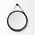 Carson 30" Round Black Wall Mirror with Strap