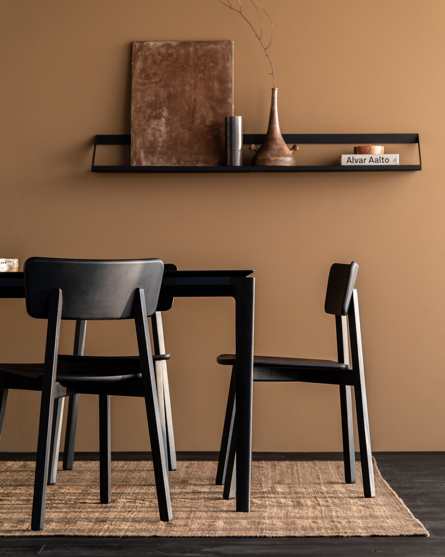 Casale dining chair - varnished oak - black White Cliff Studio Dining Chair