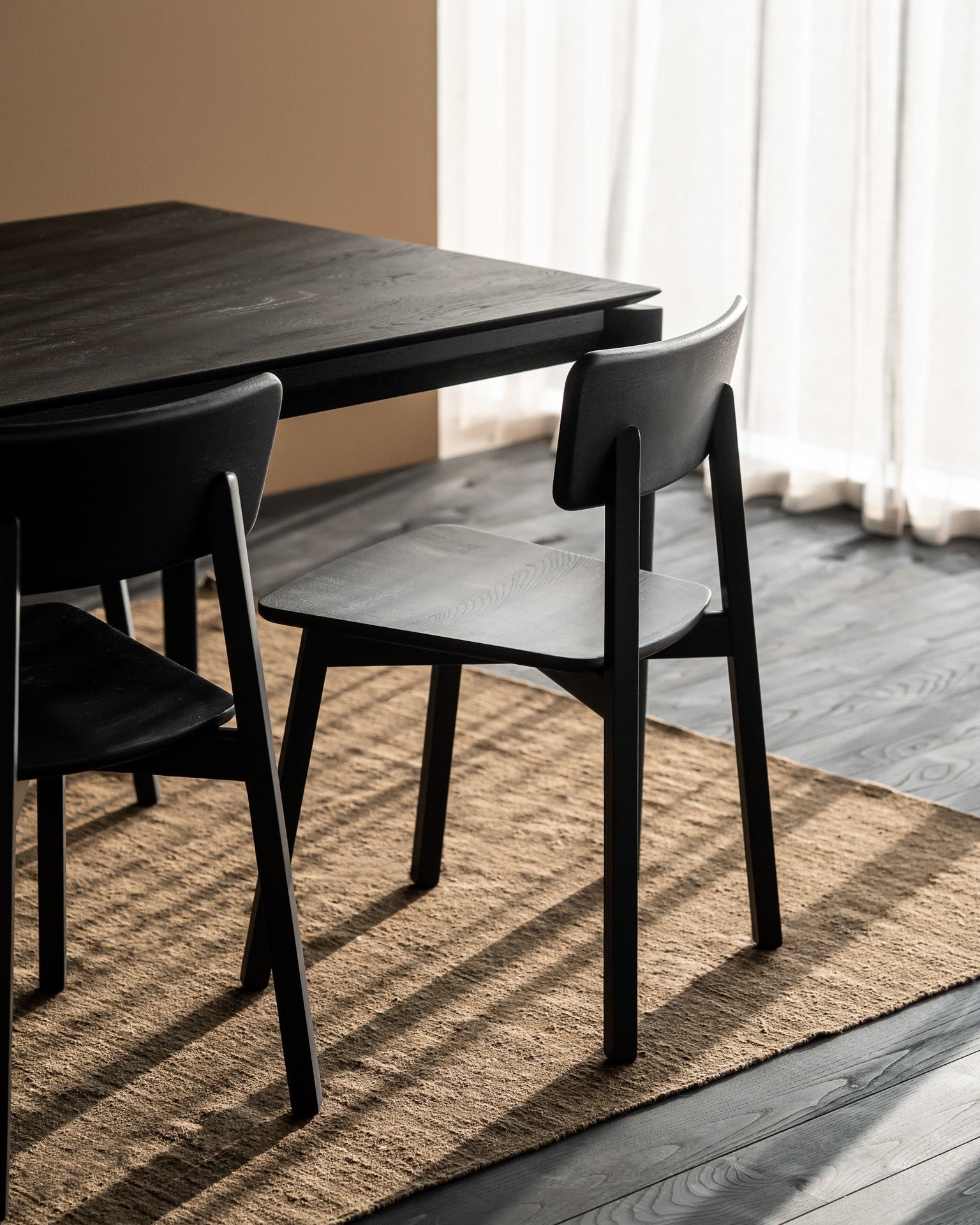 Casale dining chair - varnished oak - black White Cliff Studio Dining Chair