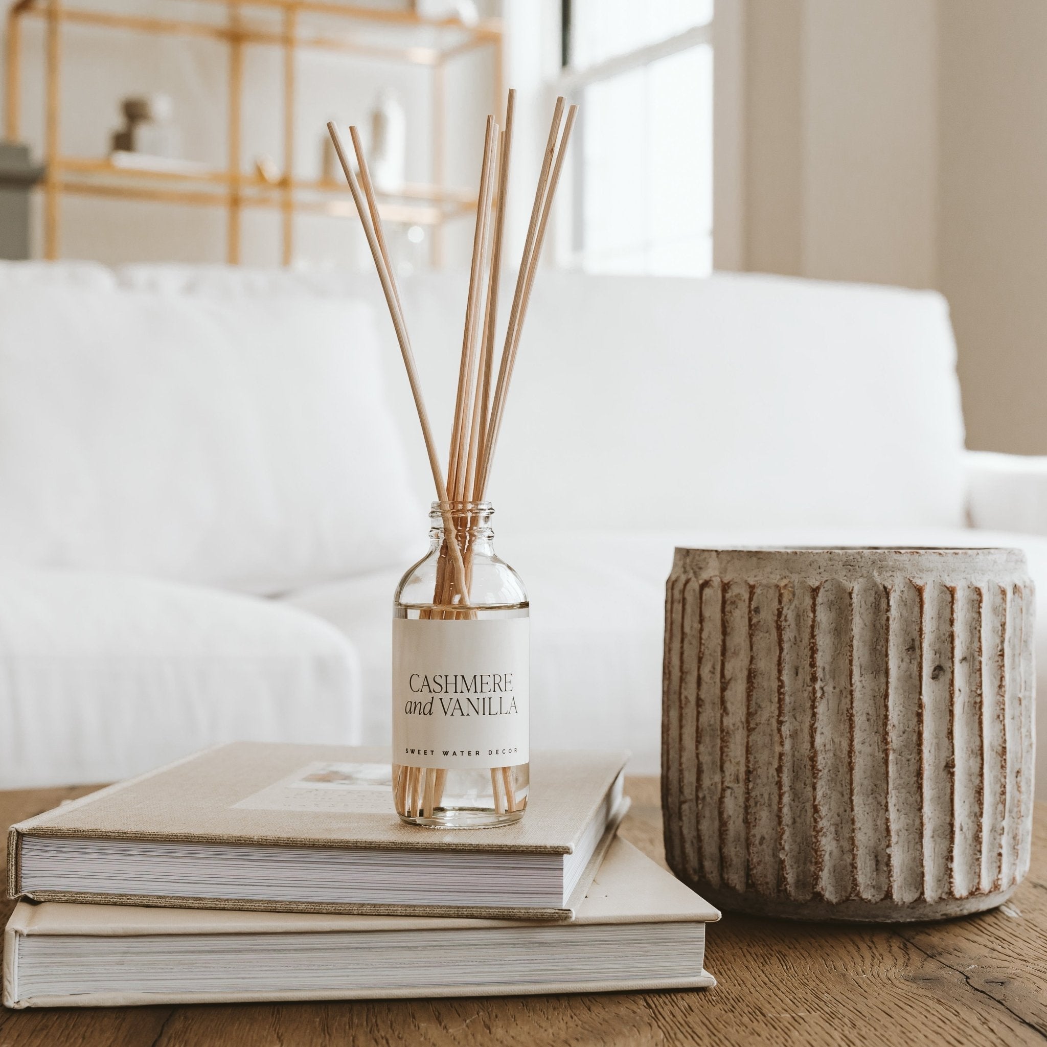 Cashmere and Vanilla Clear Reed Diffuser White Cliff Studio Reed Diffusers