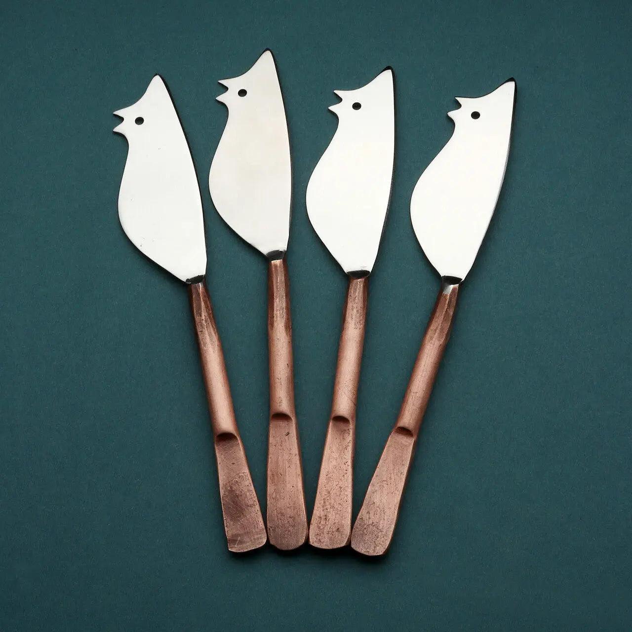 Celia Ratoncito Cheese Spreader/Knife 4 Pc. Set White Cliff Studio Flatware