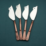 Celia Ratoncito Cheese Spreader/Knife 4 Pc. Set White Cliff Studio Flatware