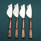 Celia Ratoncito Cheese Spreader/Knife 4 Pc. Set White Cliff Studio Flatware
