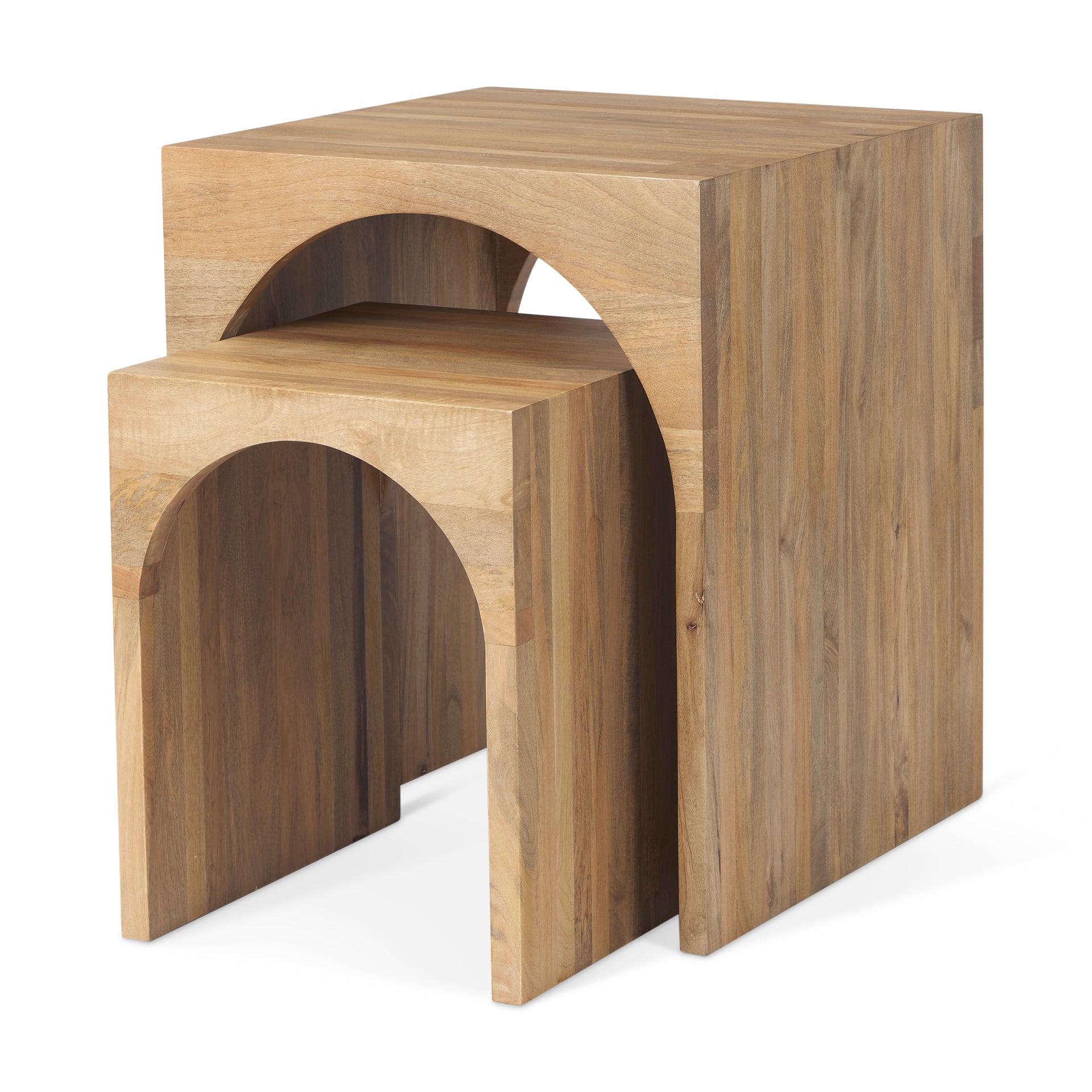 Chlo Set of 2 Cottage Wood Nesting Accent Tables