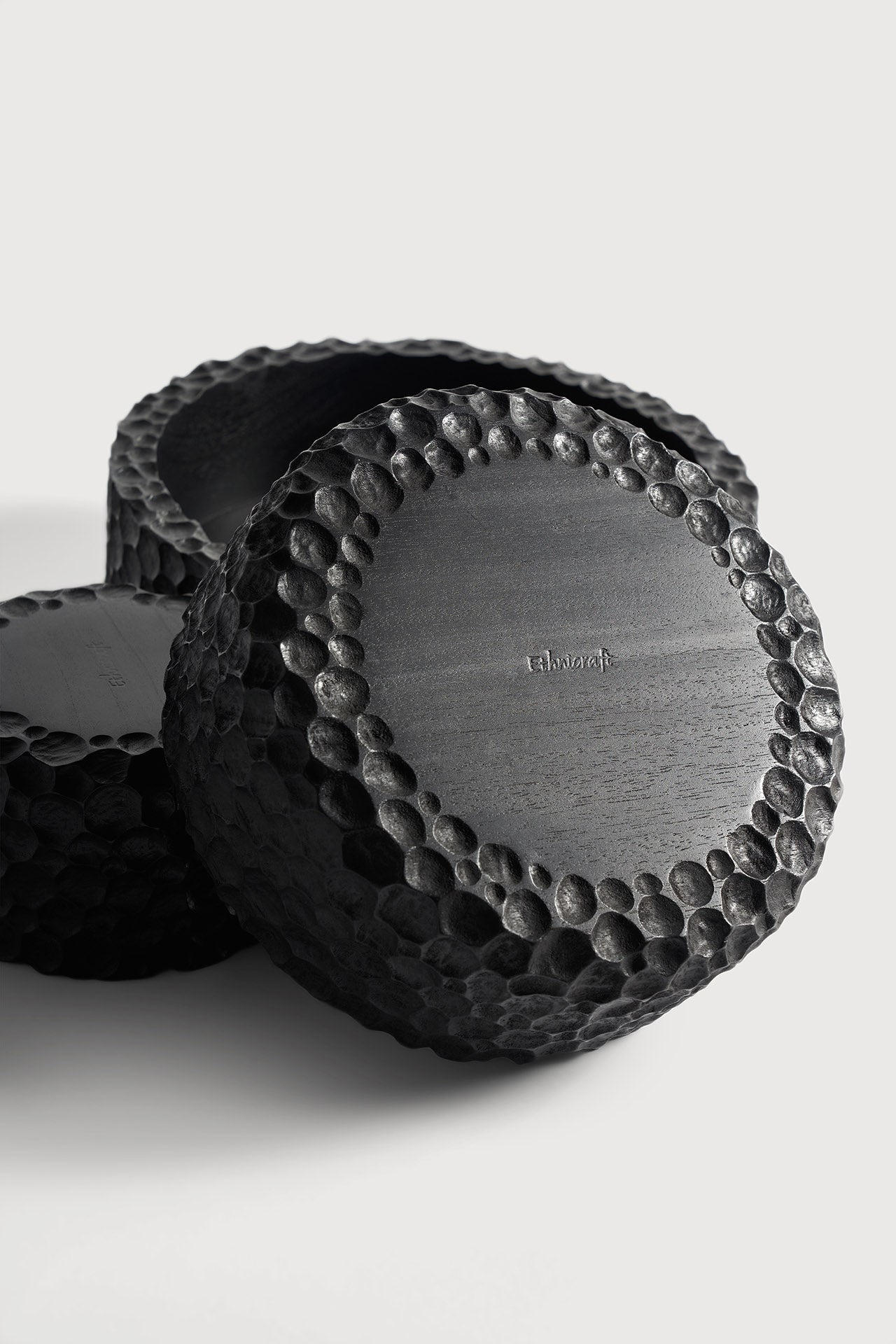 Chopped bowls - varnished mahogany - black - set of 3 White Cliff Studio Decorative Bowls