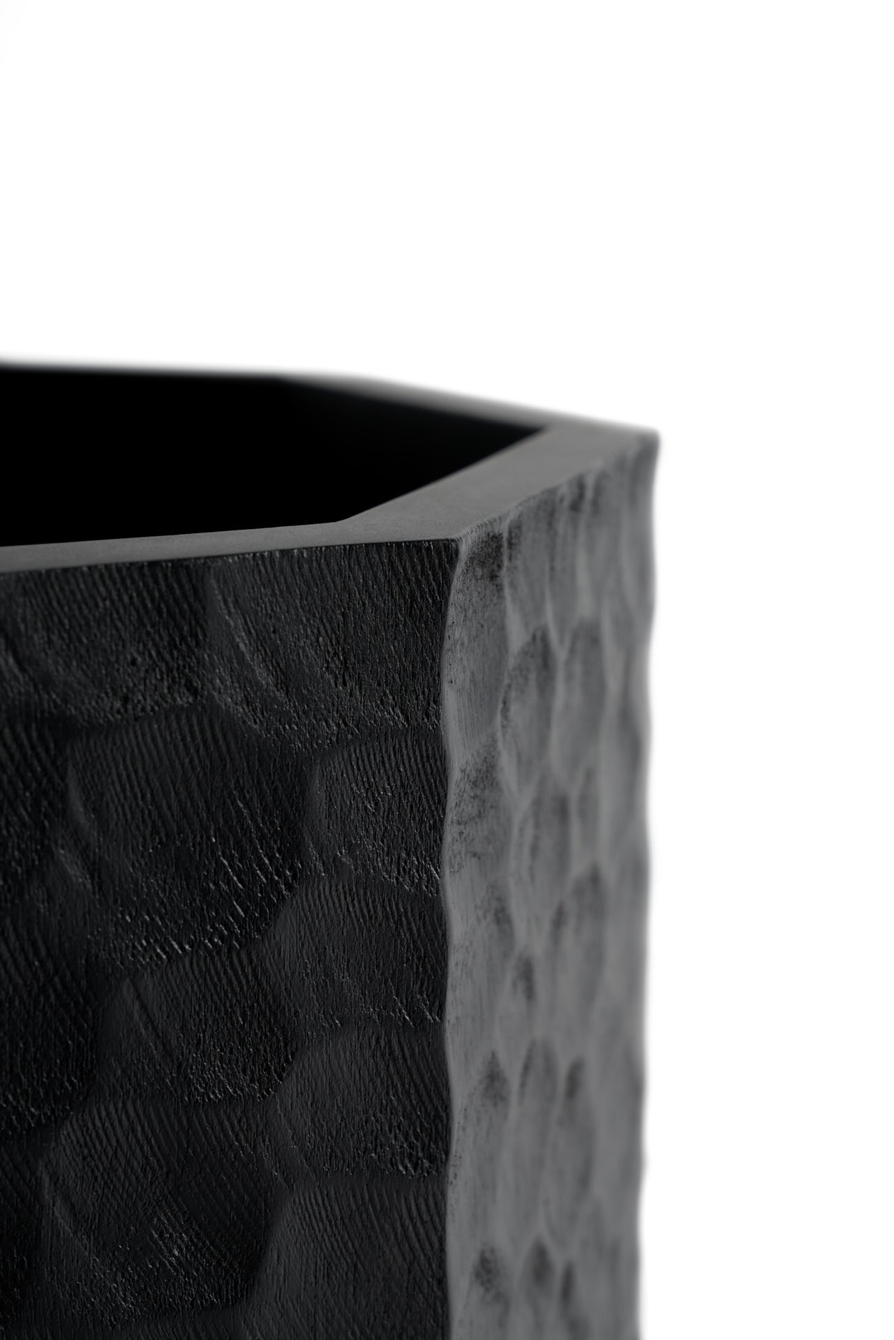 Chopped paper basket - varnished mahogany - black White Cliff Studio Trash can