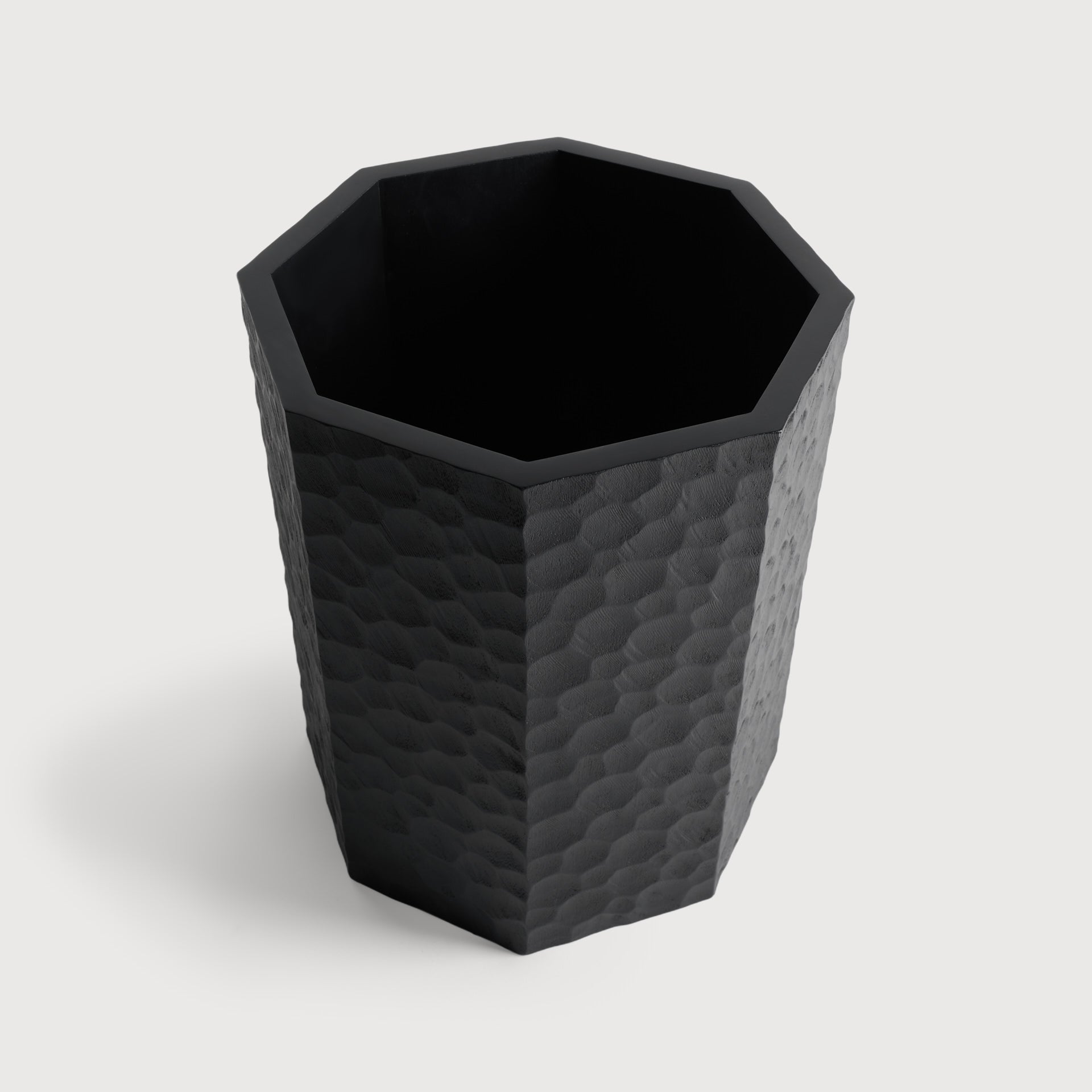Chopped paper basket - varnished mahogany - black White Cliff Studio Trash can