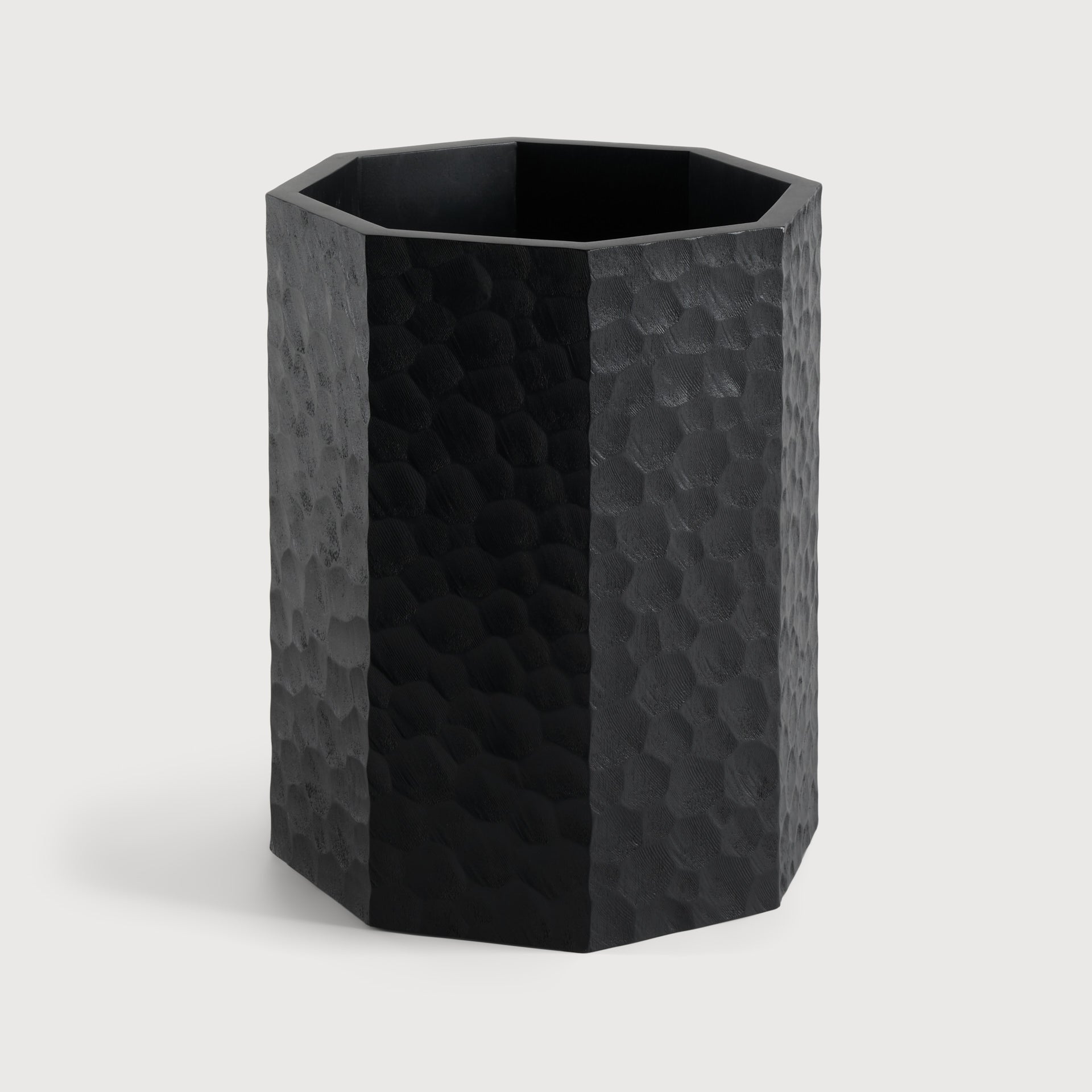 Chopped paper basket - varnished mahogany - black White Cliff Studio Trash can