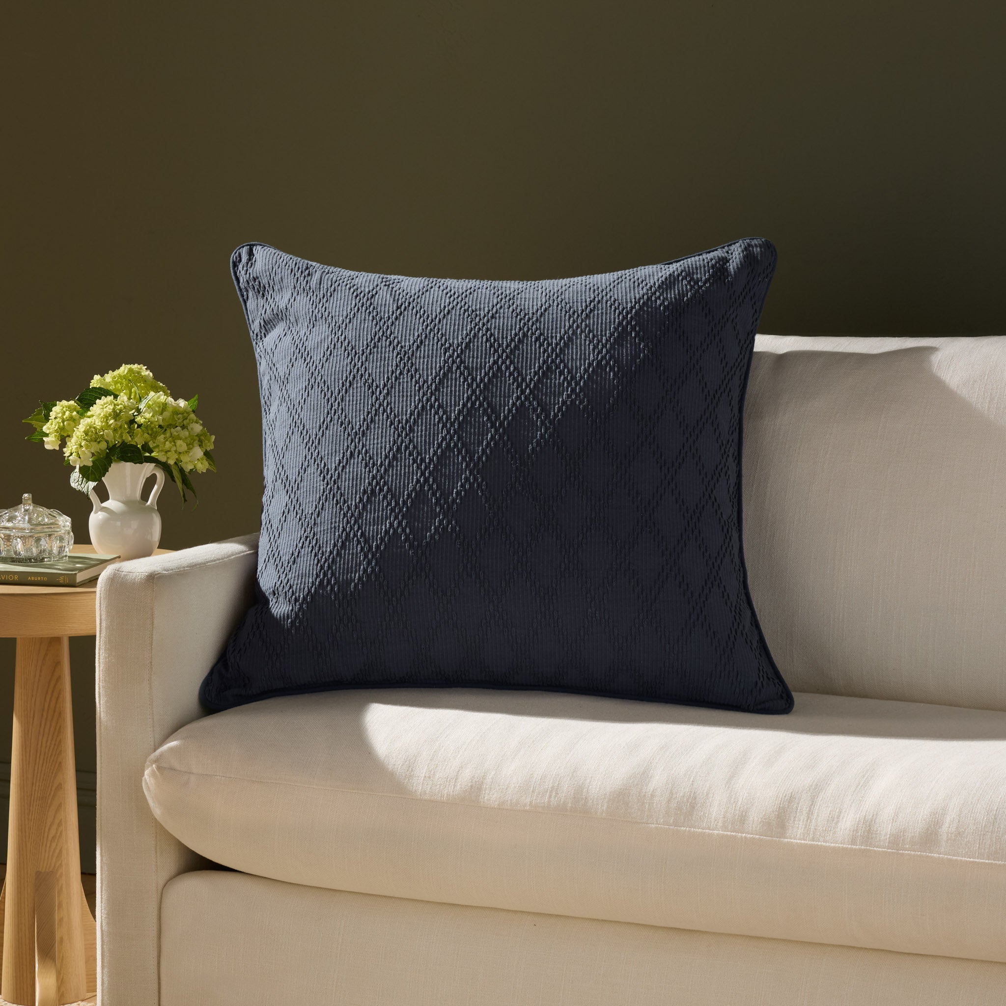 Chris Loves Julia x Loloi Cary Blue 26'' x 26'' Pillow White Cliff Studio Throw Pillows