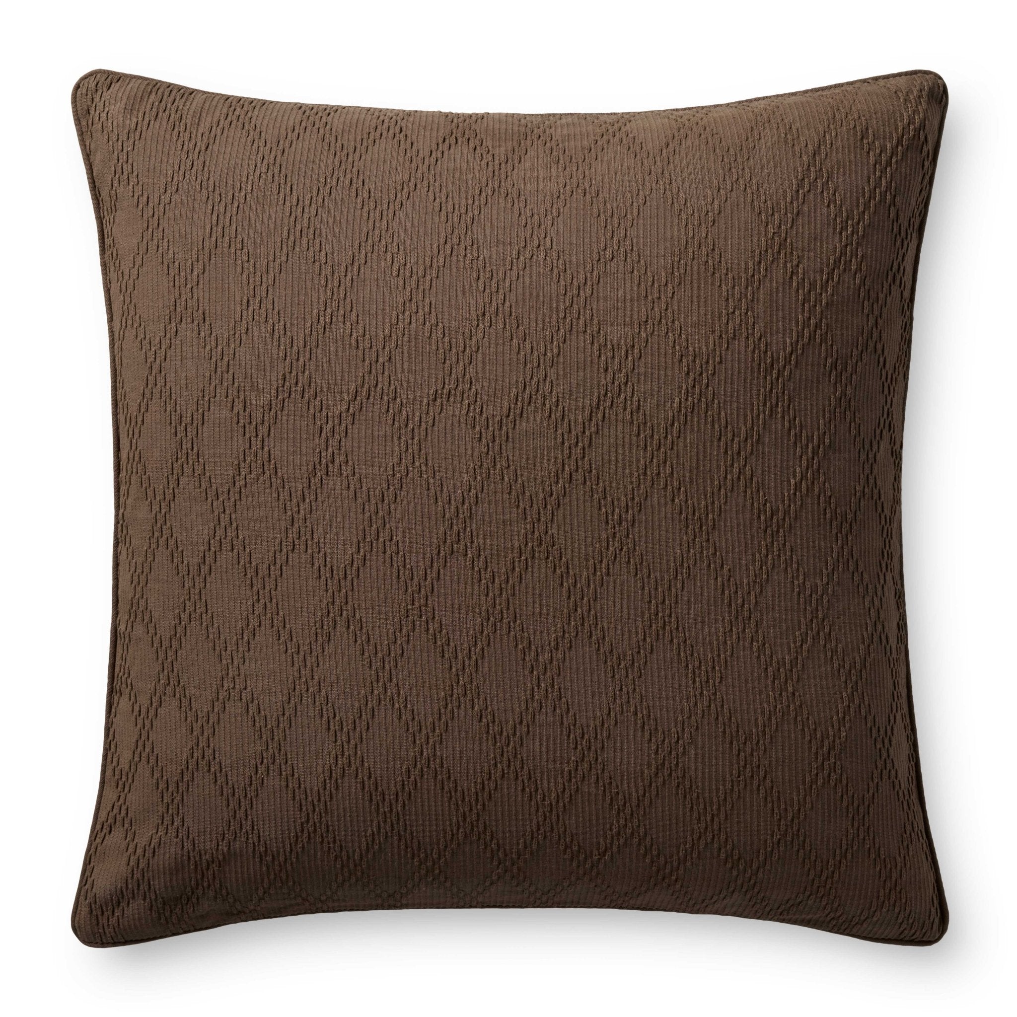 Chris Loves Julia x Loloi Cary Brown 26'' x 26'' Pillow Cover Only White Cliff Studio Throw Pillows