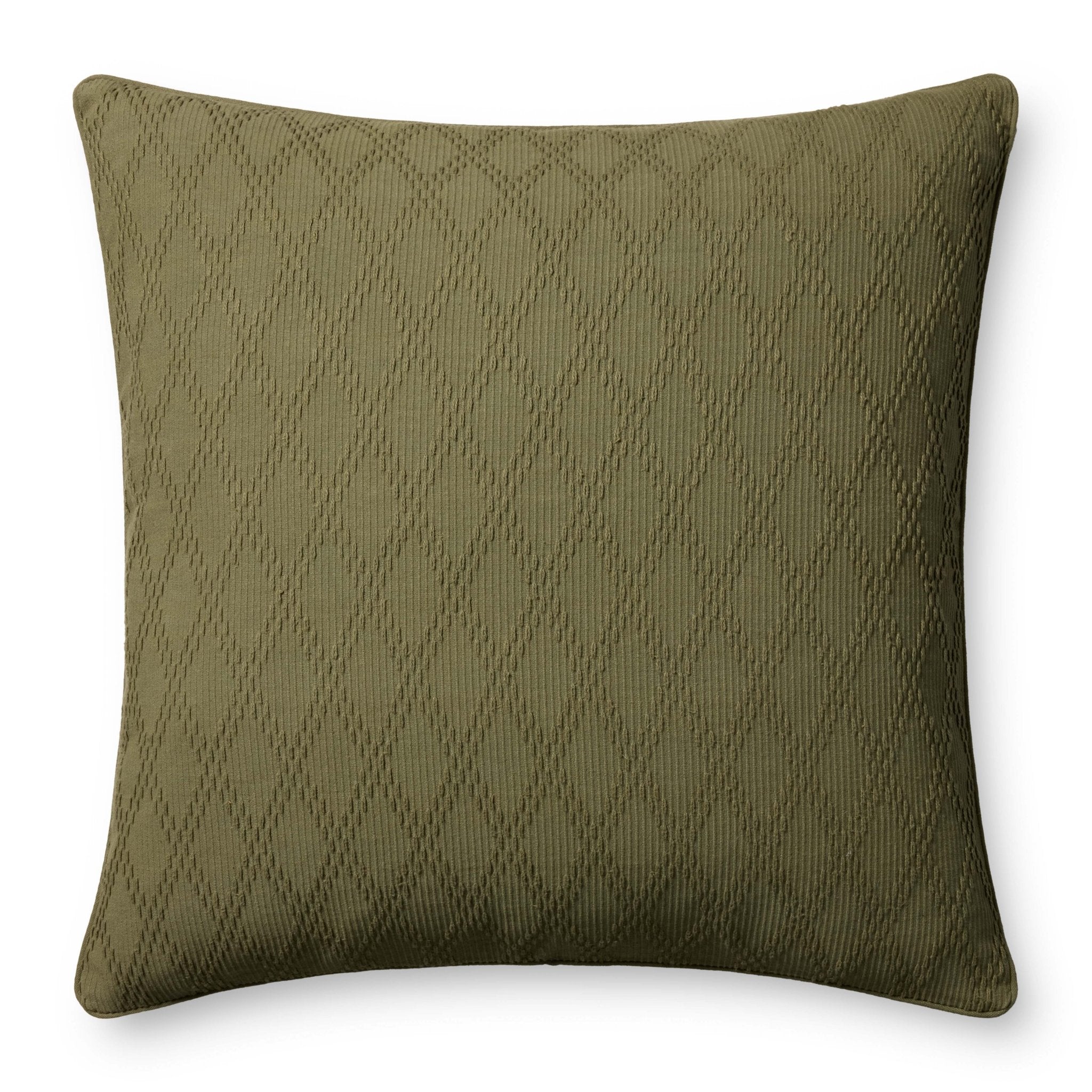 Chris Loves Julia x Loloi Cary Green 26'' x 26'' Pillow Cover Only White Cliff Studio Throw Pillows