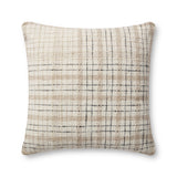 Chris Loves Julia x Loloi Cricket Beige / Black 22'' x 22'' Cover w/Down Pillow White Cliff Studio Throw Pillows