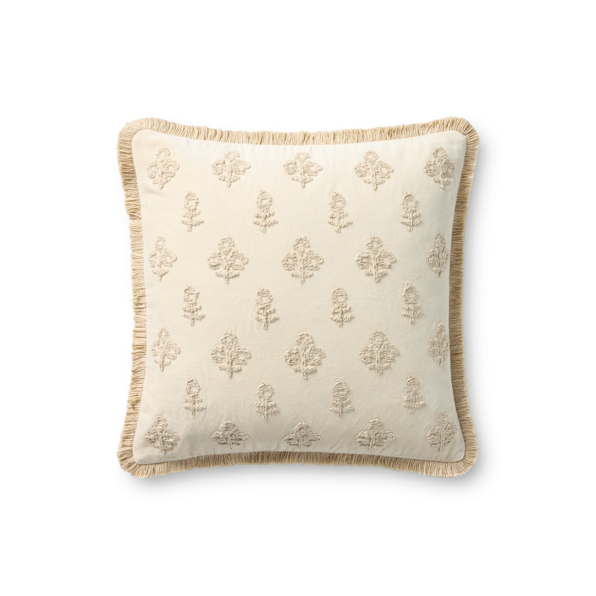 Chris Loves Julia x Loloi Darla Ivory 18'' x 18'' Pillow Cover Only White Cliff Studio Throw Pillows
